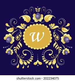 monogram with a flower ornament.