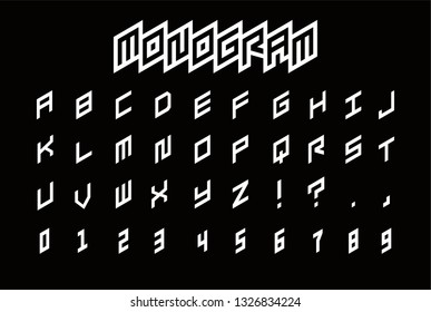 Monogram font geometric block set