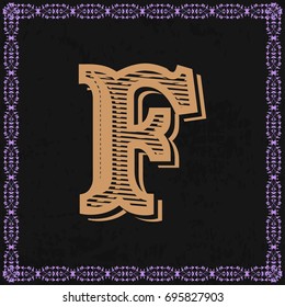 monogram font vintage alphabet and floral lettering label design named f