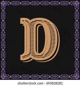 monogram font vintage alphabet and floral lettering label design named d