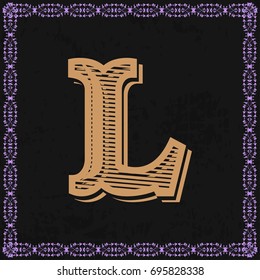 monogram font vintage alphabet and floral lettering label design named l