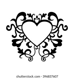 The monogram in the form of heart with swirls and squiggles for logo and wedding invitations