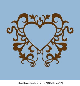 The monogram in the form of heart with swirls and squiggles for logo and wedding invitations