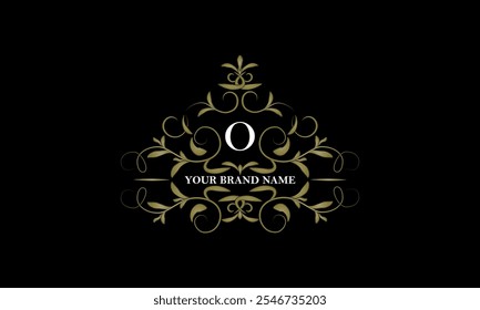 Monogram frame. Classic decorative element with the initial letter O. Vector emblems for logos and decorative design.