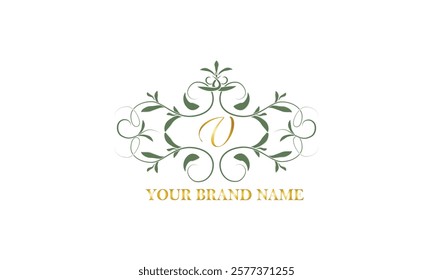 Monogram frame. Classic decorative element with letter V and place for text. Letter pattern.