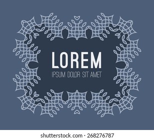 Monogram frame. Hipster design. Outline flourish retro style patterns, calligraphic frame. Geometric shape can be used for frame, sign, packaging, identity style, card, invitation, logo, badge, banner