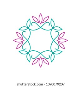 monogram frame lotus logo template