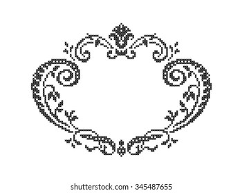 Monogram. Frame. Scheme embroidery. Vector illustration.