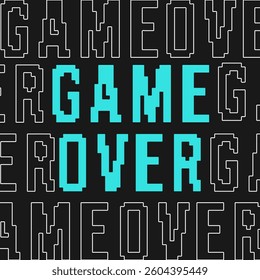 Monogram Game over Trendy font with seamless pop art text. Seamless texture. Black and white vector background