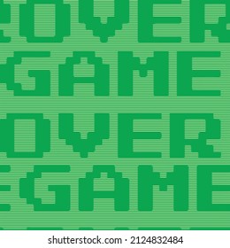 Monogram Game over Trendy lettering with pop art seamless text. Seamless texture. Vintage background poster. Geometric art seamless pattern. Fashion graphic print Green and white colors
