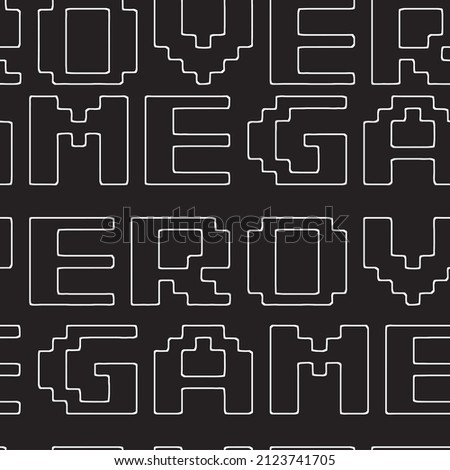 Monogram Game over Trendy lettering with pop art seamless text. Seamless texture. Vintage background poster. Geometric art seamless pattern. Fashion graphic print black and white 