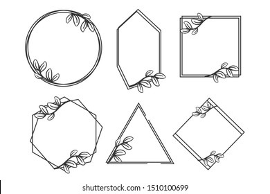 Monogram Geometric frame with floral best for wedding invitation