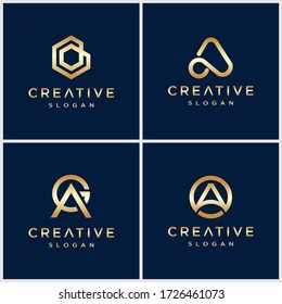 monogram gold collection logo design vector