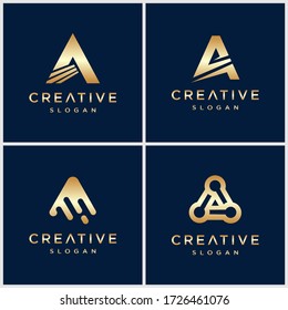 monogram gold collection logo design vector