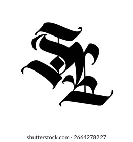 Monograma de las letras góticas S y L. Vector. Una ilustración para un diseño individual. El nombre del estudio o producto.