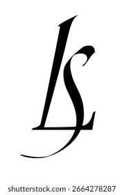 Monogram of Gothic letters S and L. Vector. An illustration for an individual design. The name of the studio or product.