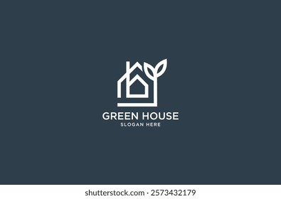 monogram green house logo design premium vector.