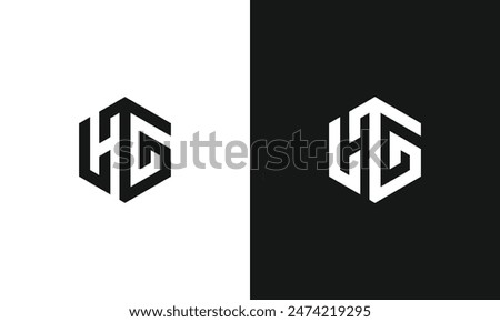 monogram h g hg gh minimal hexagon masculine logo template for gym sport technology futuristic business
