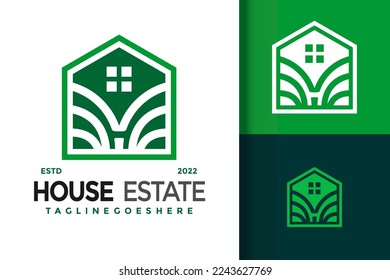 Monogram H  House Logo Design Vector Illustration Template
