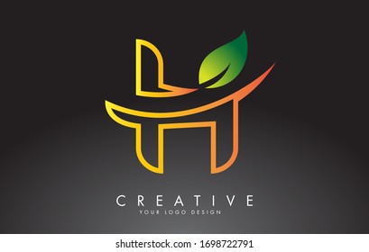 Monogram H Letter Logo Design mit grünem Leaf. Illustration zur Vektorillustration von Öko- und Öko-Buchstaben.