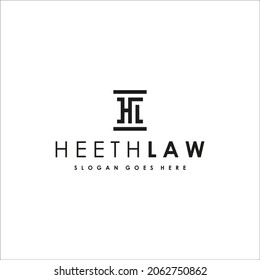 diseño del logo de monograma Heeth Law, letra HL LH, pilar, firma, derecho, arquitecto y contratista