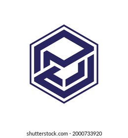 plantilla de logotipo ZM o MZ con letra hexagonal monograma