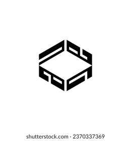 logotipo de pista de anillo hexagonal monograma