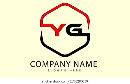  monogram hexagon shape initial letter yg logo vector