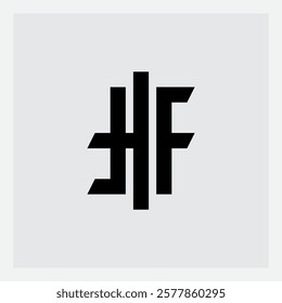 Monogram HF, in minimalistic style. Calligraphy and lettering. Elegant font for tattoo. HF Logo.