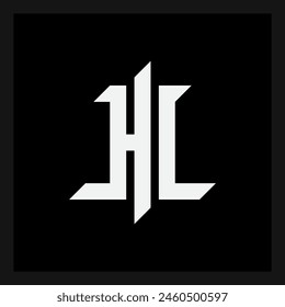 Monograma HL, en estilo gótico. Caligrafía y letras. Letras medievales. Fuente elegante para el tatuaje. Logotipo HL.