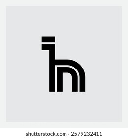 Monogram HN, looks like animal. Lettering. Elegant font. HN Logo.