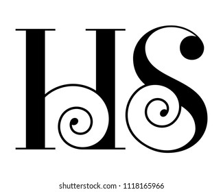 monogram HS ,minimal and abstract alphabet letter SH,HS.H and S logo