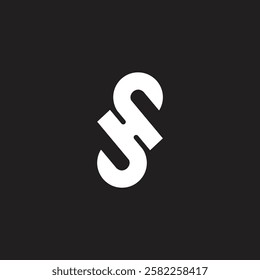 Monogram HS or SH creative modern white letters logo design, abstract initial elegant and professional letter icon design on black background.