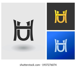 Monogram HU initial based Logo Design in Gradient Colors. Creative Modern company logo. Futuristic Letters Vector Icon Logo idea Illustration.