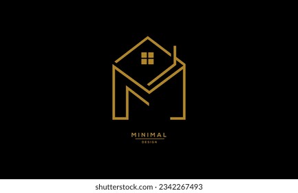 Letra M con logotipo de icono de monograma con una casa