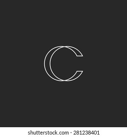 Monogram illusion letter C logo hipster, design element for business card combination CC initials emblem