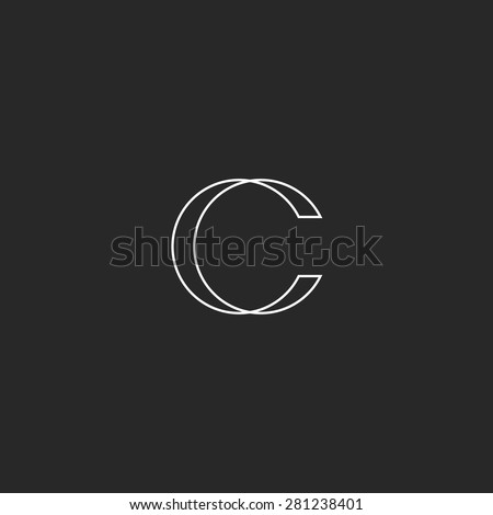 Monogram illusion letter C logo hipster, design element for business card combination CC initials emblem