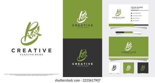 Monogram initial b and olive logo design with unique concept and business card 