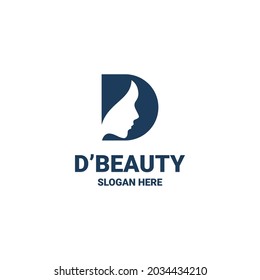 Logotipo de letra D inicial monograma con diseño de mujer para diseño de logotipo de belleza o spa vector