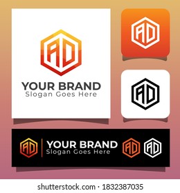 monogram initial letter AD for your brand identity  logo, modern hexagon consulting logo design