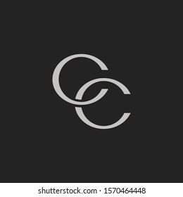 Monogram Initial Letter C C Hipster Lettermark Logo For Branding or T shirt Design