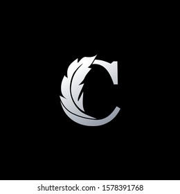Monogram Initial Letter C  Logo with feather. Trendy Design concept  luxury feather element and Letter C for corperate, lawyer, notary, firm and more brand identity.