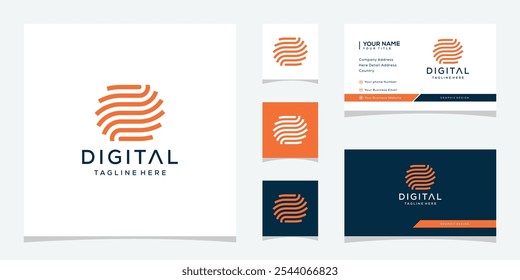 Monogram of Initial Letter D Technology Logo Design Graphic. Template Vector Business Card