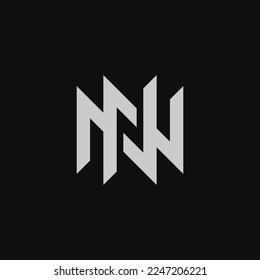 Monogram Initial Letter Double N Hipster Lettermark Logo Design