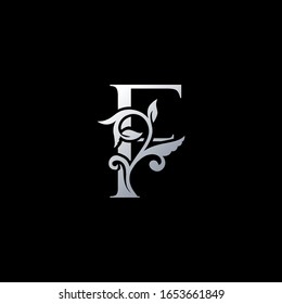 Monogram Initial Letter F Luxury Logo Icon, Vintage  F Letter Logo Design Template