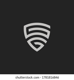 Monogram Initial Letter G + Letter G ,GG Shield concept Logo Template Design