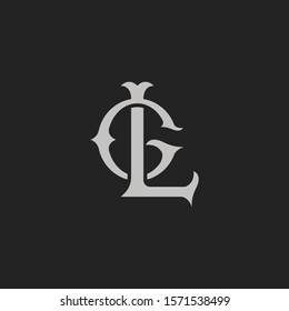 Monogram Initial Letter GL / LG Hipster Lettermark Logo Design