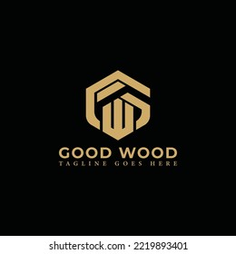 Monogram Initial Letter GW or WG Hexagon concept Logo Template Design