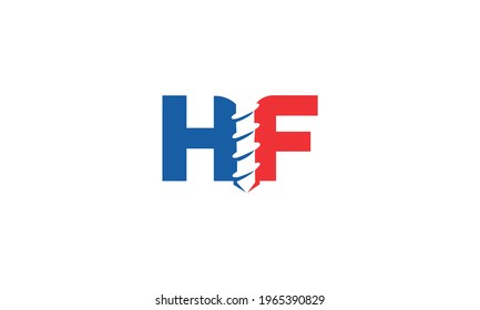 Monogram Initial Letter H F With Drill logo vector icon illustration