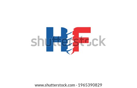 Monogram Initial Letter H F With Drill logo vector icon illustration